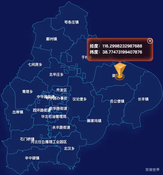 echarts沧州市任丘市地图根据经纬度显示自定义html弹窗
